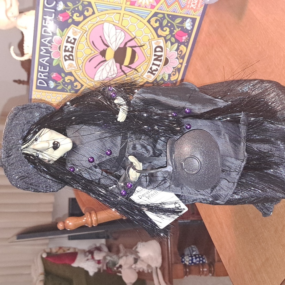 Enchanted Witch Sculpture with Black and Purple Accents